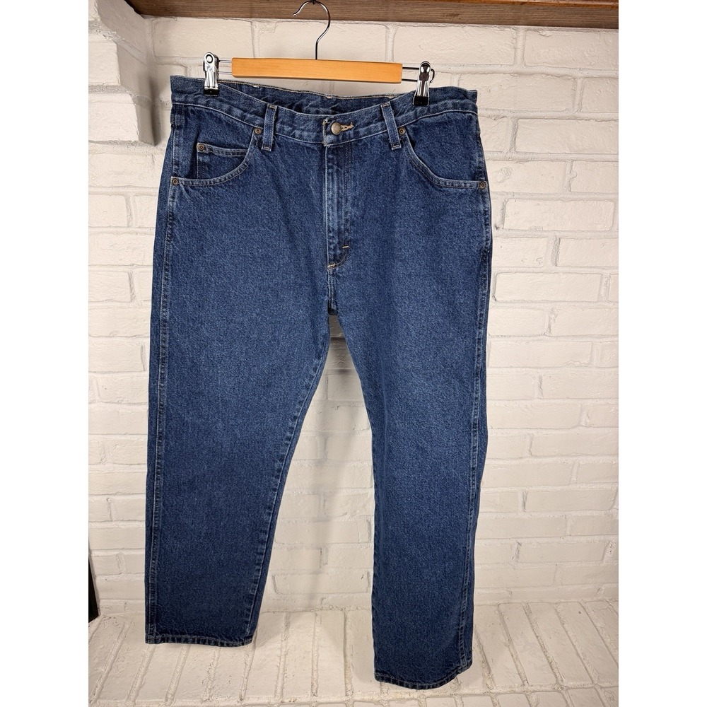 Wrangler 96501MR Mens 36x30 Blue Jeans Relaxed Straight Leg 100% Cotton